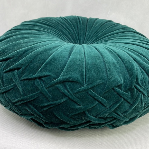 Teal Velvet Circular Pillow - Picture 2 of 6